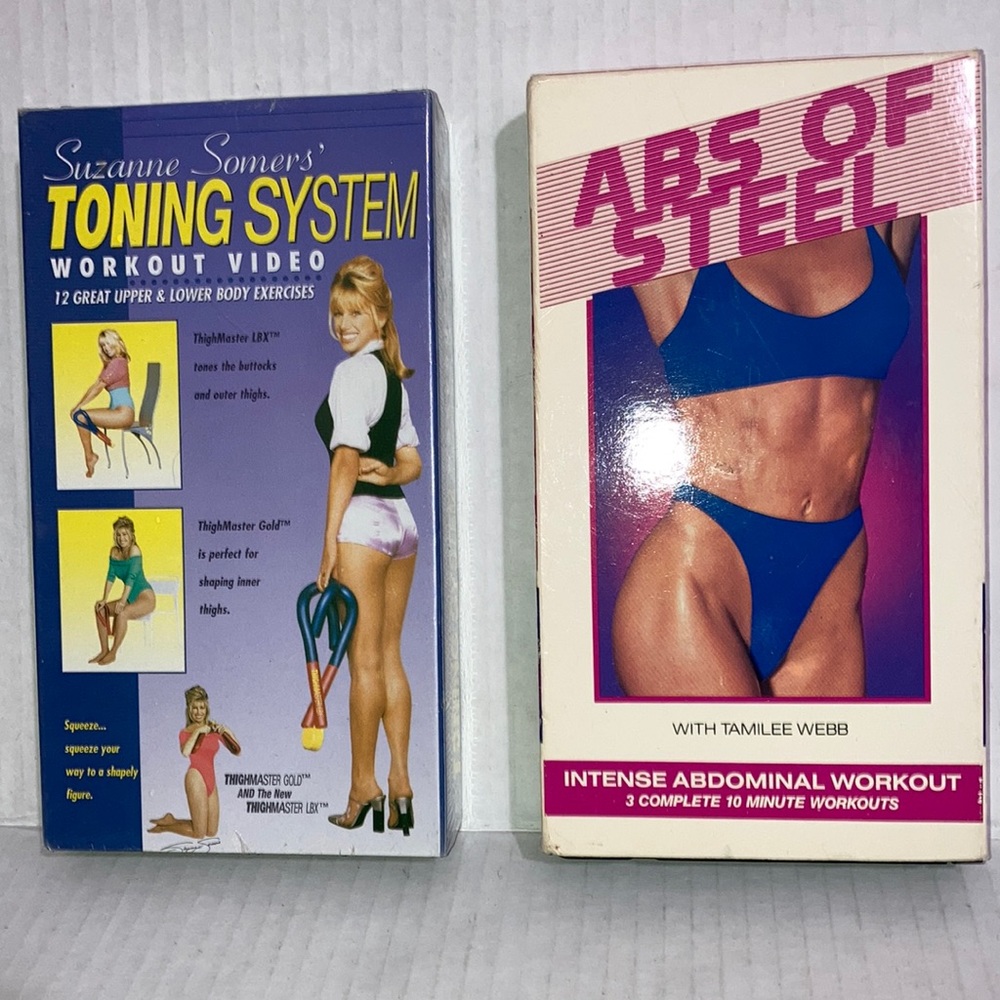 Vintage workout VHS. Abs of Steel (1991) and Suzanne Somers Toning (Toning)